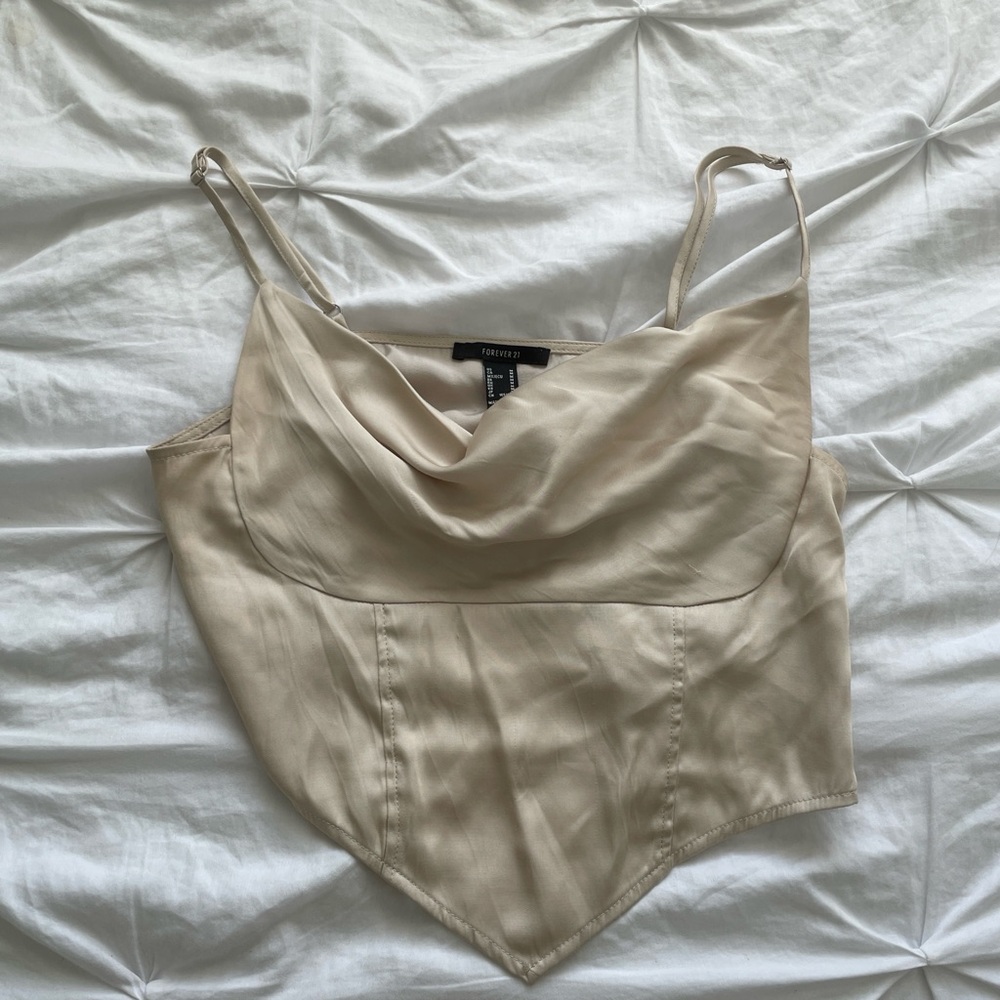 Forever 21 Cream Cowl Neck Women's Top